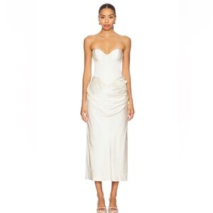 LPA Ilaria Corset Midi Dress Ivory